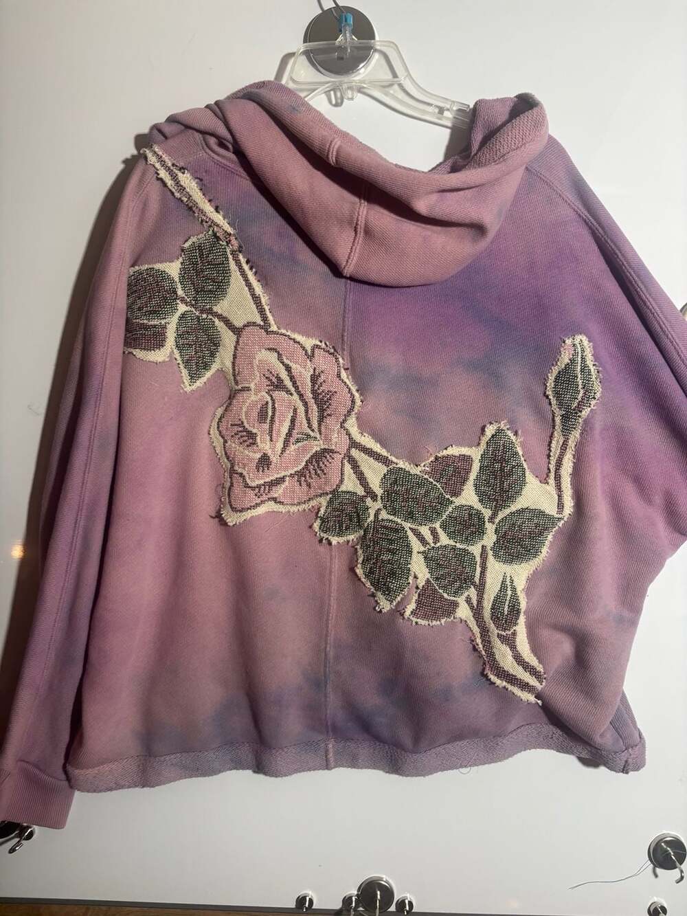 Custom Upcycled Purple Tie-Dye Tapestry Patchwork Hoodie Size 1X